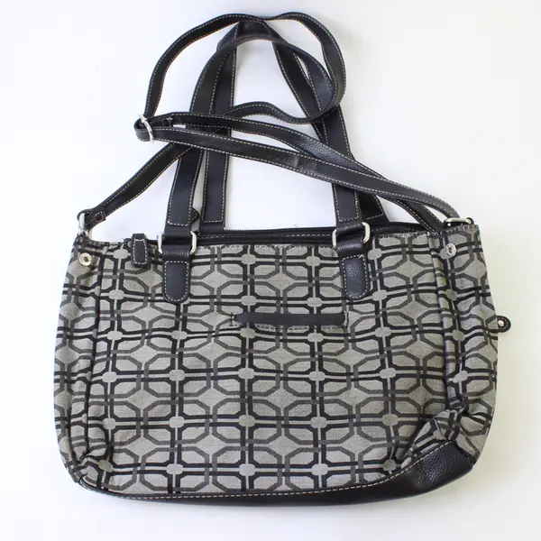 Treviso Black Gray Geometric Shoulder Bag Medium Women's Handbag