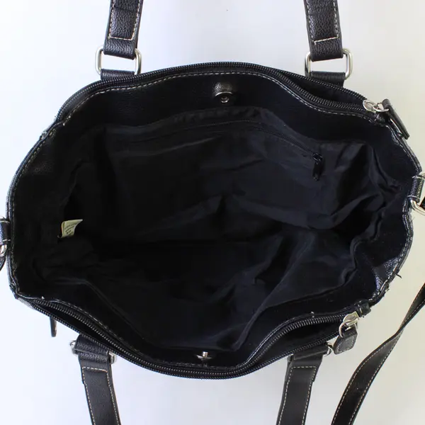 Treviso Black Gray Geometric Shoulder Bag Medium Women's Handbag