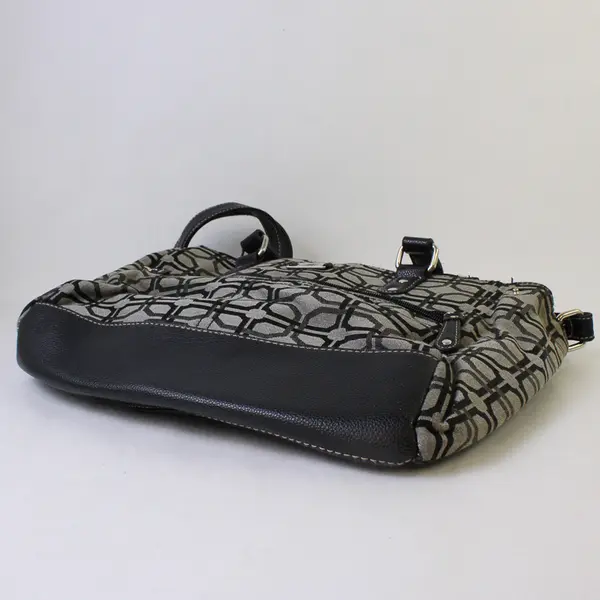 Treviso Black Gray Geometric Shoulder Bag Medium Women's Handbag
