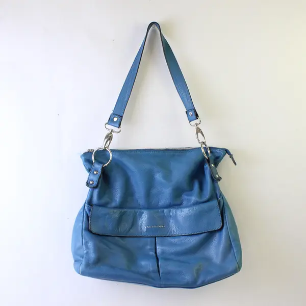 Dimoni Blue Leather Shoulder Bag Small Women's Purse