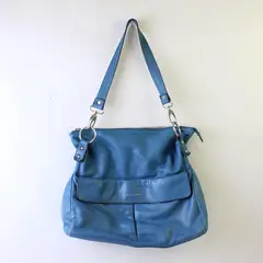 Dimoni Blue Leather Shoulder Bag Small Women's Purse