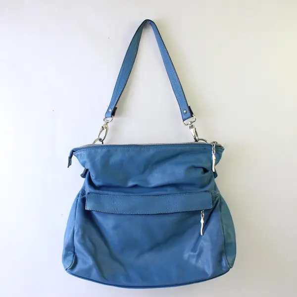 Dimoni Blue Leather Shoulder Bag Small Women's Purse