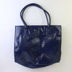 Blue Faux Alligator Shoulder Handbag Structured Textured Purse - Pre-Owned