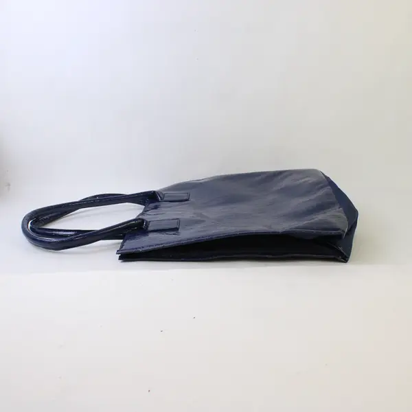 Blue Faux Alligator Shoulder Handbag Structured Textured Purse - Pre-Owned