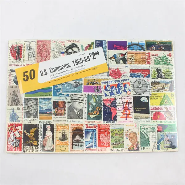 Vintage Honor Bilt United States Commemoratives 1965-69 50 Stamp Packet C9044