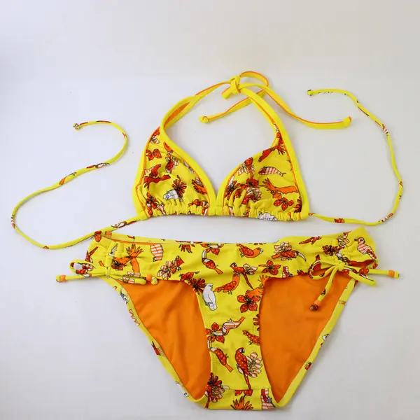 Arizona Womens Size L Bikini Two-Piece Yellow Orange Top & Bottom