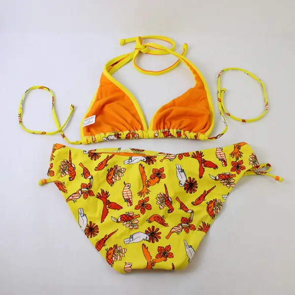Arizona Womens Size L Bikini Two-Piece Yellow Orange Top & Bottom