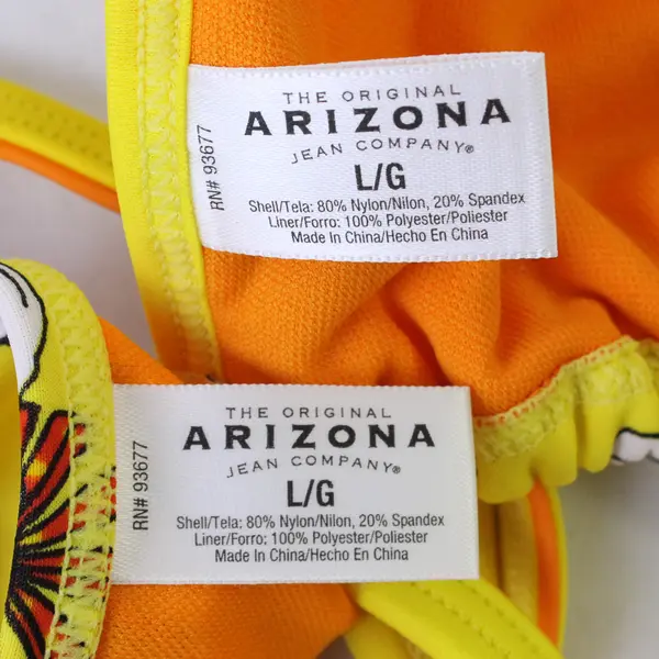 Arizona Womens Size L Bikini Two-Piece Yellow Orange Top & Bottom