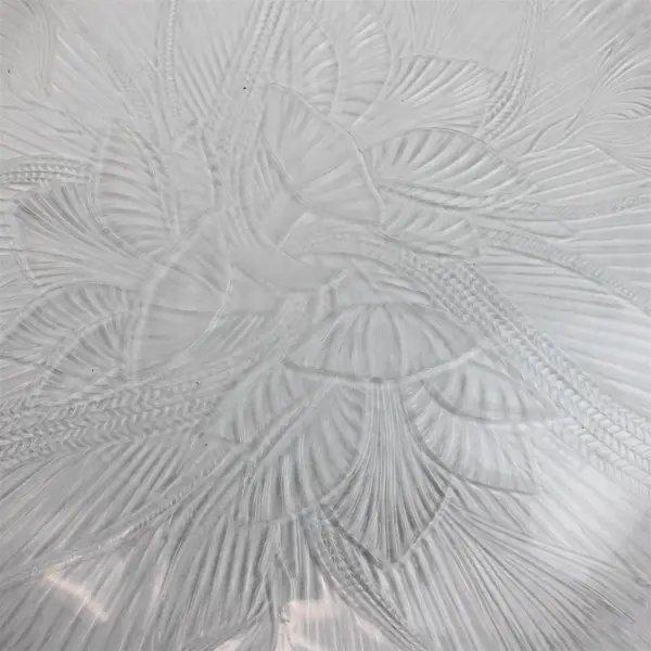 11” Round Glass Serving Platter with Floral Design Etched