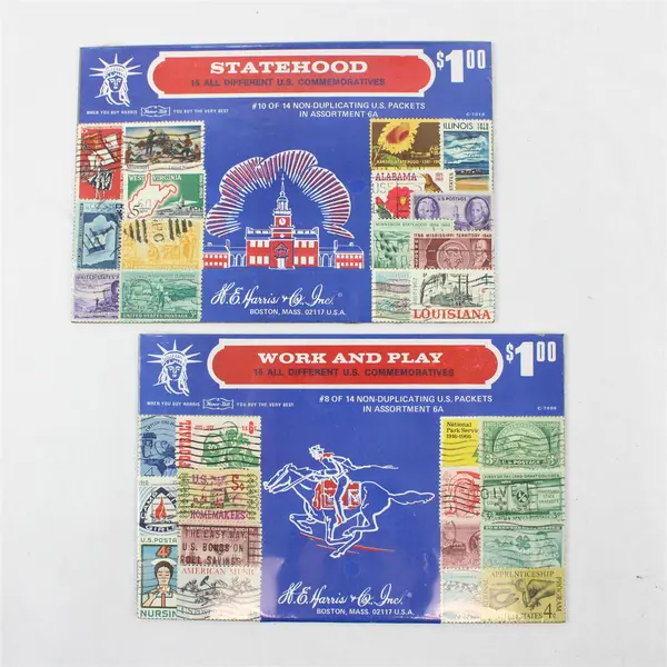 Lot Of 2 Vintage Honor Bilt US Commemoratives 15 Stamp Packets (30 Stamps Total)