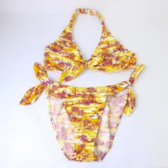 Women's Small Palm Tree Bikini Set Orange Yellow Red Two-Piece