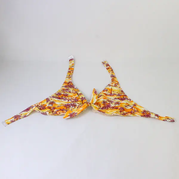 Women's Small Palm Tree Bikini Set Orange Yellow Red Two-Piece