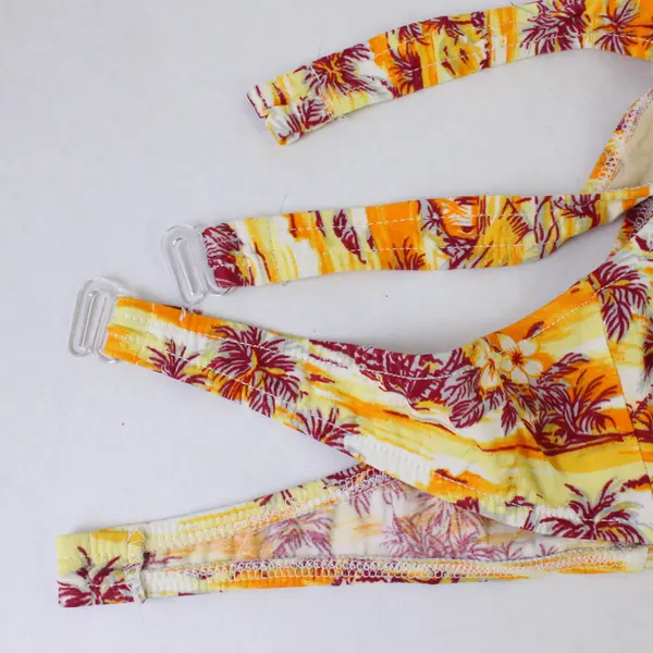 Women's Small Palm Tree Bikini Set Orange Yellow Red Two-Piece