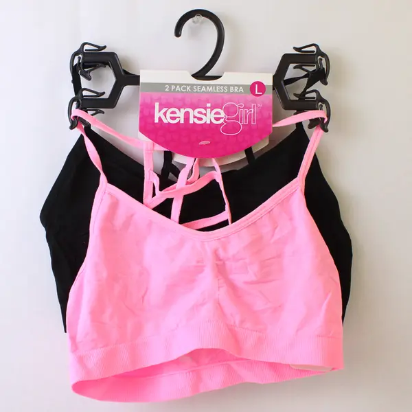 Kensie Girl 2-Pack Seamless Bras Black & Pink Large (12-14) NWT
