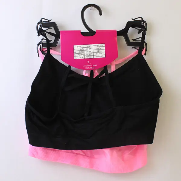 Kensie Girl 2-Pack Seamless Bras Black & Pink Large (12-14) NWT