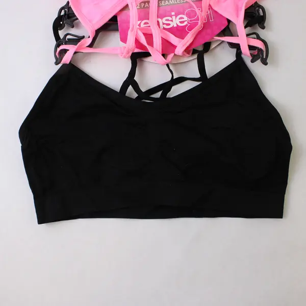 Kensie Girl 2-Pack Seamless Bras Black & Pink Large (12-14) NWT