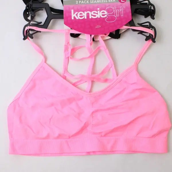 Kensie Girl 2-Pack Seamless Bras Black & Pink Large (12-14) NWT