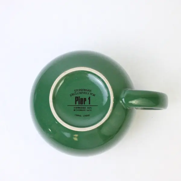 Pier 1 Dark Green Stoneware Coffee Mug 3.5in H - Good Pre-Owned
