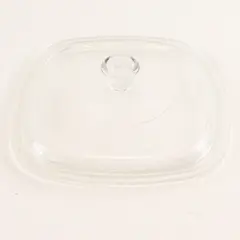 Pyrex Clear Glass Square Shaped Domed D-14 Replacement Lid 7.5" Wide