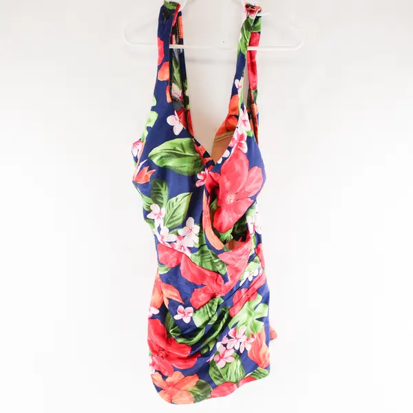 VTG Maxine of Hollywood Women's 16 Multicolor Floral One-Piece Swimsuit