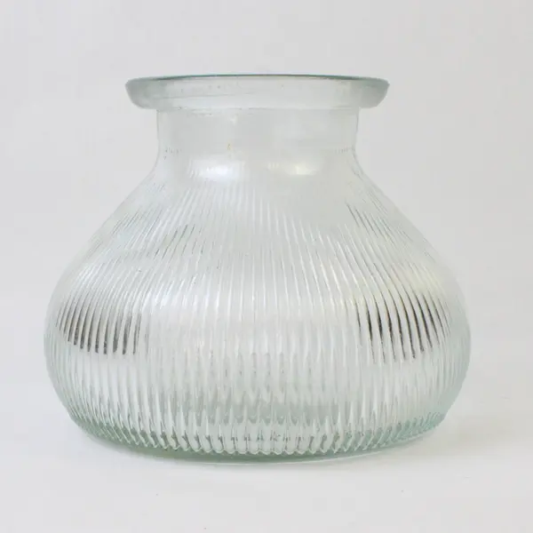 Clear Ribbed Glass Decorative Vase for Flowers