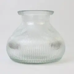 Clear Ribbed Glass Decorative Vase for Flowers
