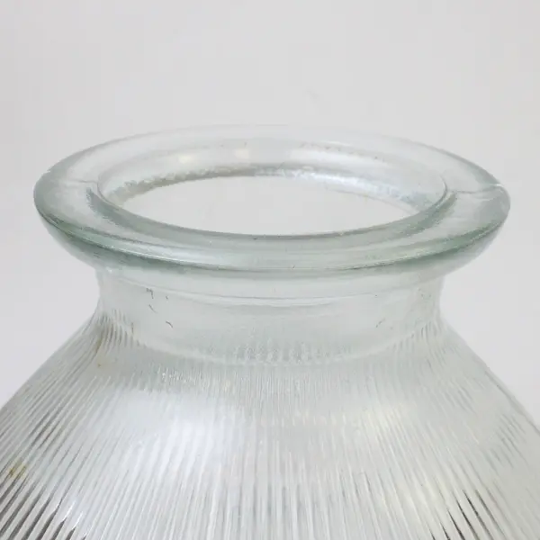 Clear Ribbed Glass Decorative Vase for Flowers