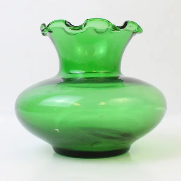 Vintage Anchor Hocking Emerald Green Glass Vase 3.75in Bulb Vase Mid Century