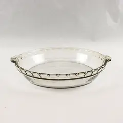 Pyrex 9.5" Deep Dish #229 A-T USA Pie Plate Scalloped Edge & Handled