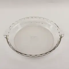 Pyrex Glass Deep Dish Pie Plate #229 USA Scalloped Edge Handles Clear      