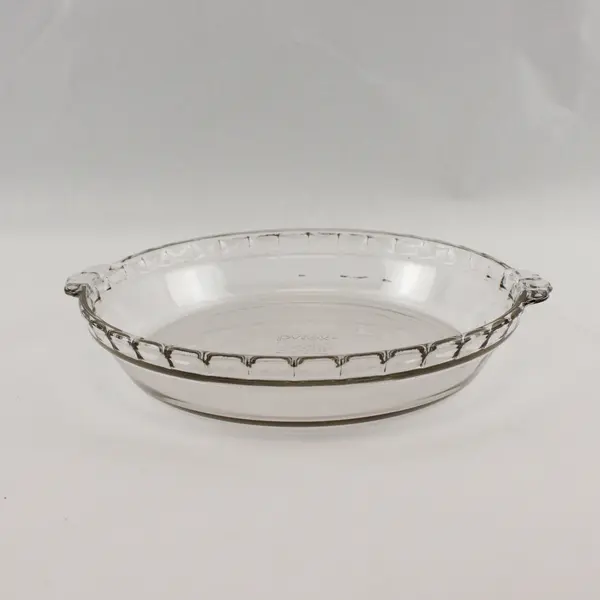 Pyrex Glass Deep Dish Pie Plate #229 USA Scalloped Edge Handles Clear      