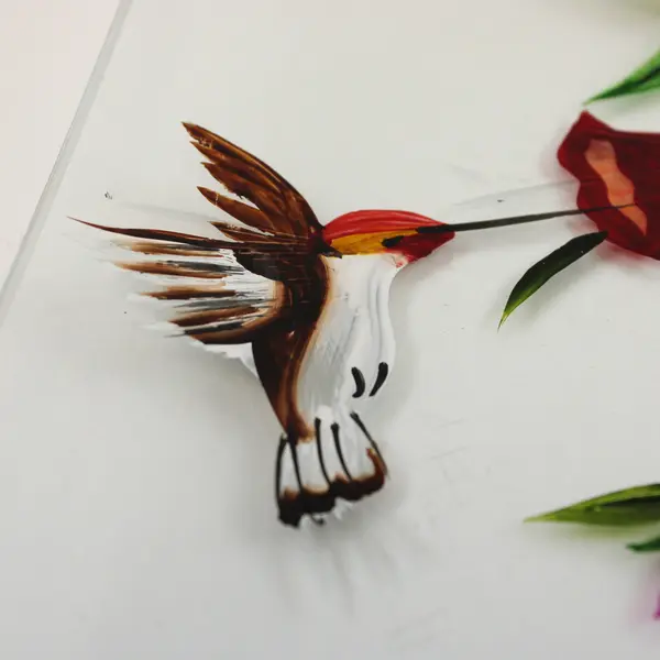 Wm. McGrath Art Glass Platter Hummingbird Feeding Pattern 7" Some Scratches Used
