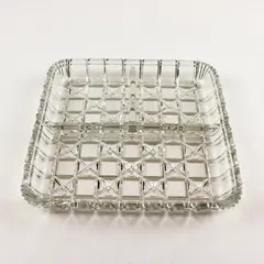 Vintage Indiana Glass Company Block & Star 3-Part Relish Dish/Trinket Tray