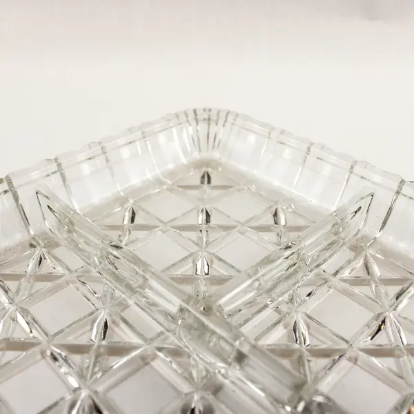 Vintage Indiana Glass Company Block & Star 3-Part Relish Dish/Trinket Tray