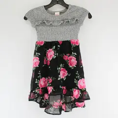 Wonder Nation Girls XS 4-5 Rose Print Tulle Short Sleeve Dress