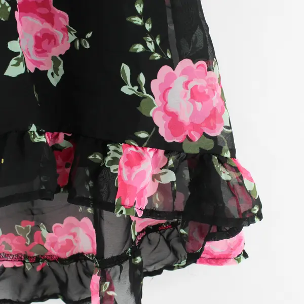 Wonder Nation Girls XS 4-5 Rose Print Tulle Short Sleeve Dress