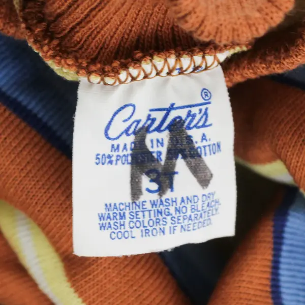 VTG Carter's Orange Yellow & Blue Striped Pullover Sweater Kids' Size 3T