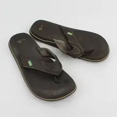 Sanuk Solid Brown Color Beer Cozy Flip Flops Thong Sandals Shoes Men's Size 11