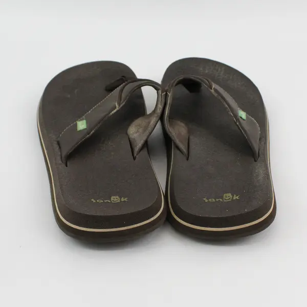 Sanuk Solid Brown Color Beer Cozy Flip Flops Thong Sandals Shoes Men's Size 11