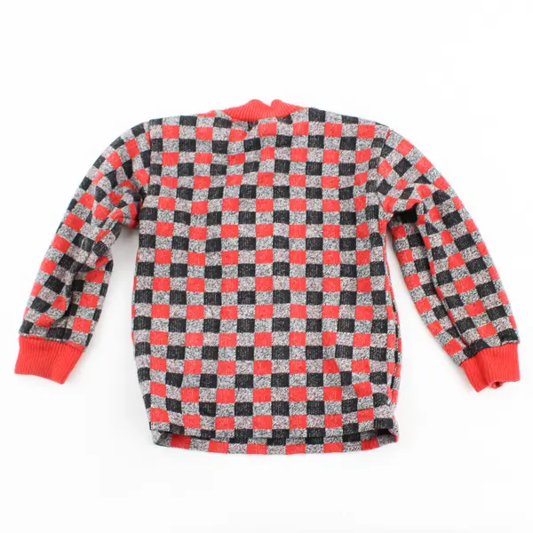 Vintage Health-Tex Red Black & Gray Check Henley Kid's Size 3T