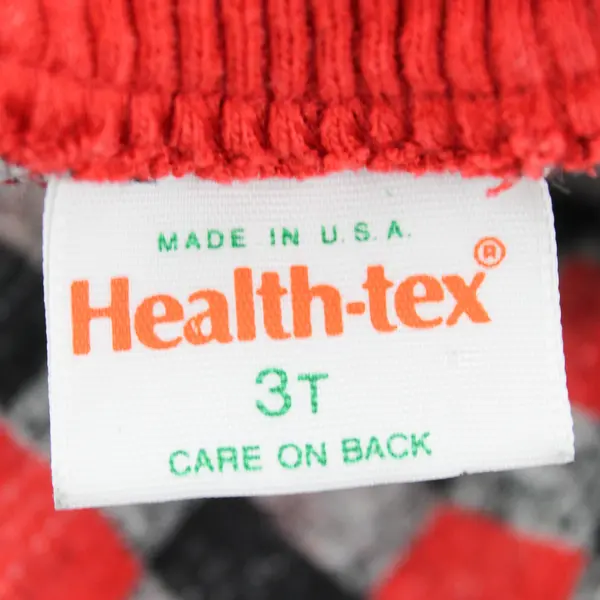 Vintage Health-Tex Red Black & Gray Check Henley Kid's Size 3T