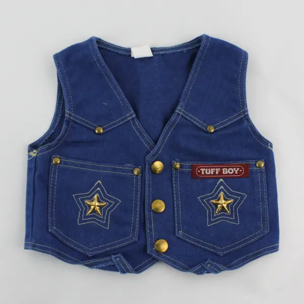 Vintage Tuff Boy Permanent Press Blue Cowboy Vest Toddler Size 2