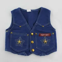 Vintage Tuff Boy Permanent Press Blue Cowboy Vest Toddler Size 2