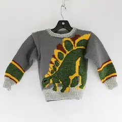 VTG Handmade Stegosaurus Dinosaur Pullover Sweater Boys' Size 3T