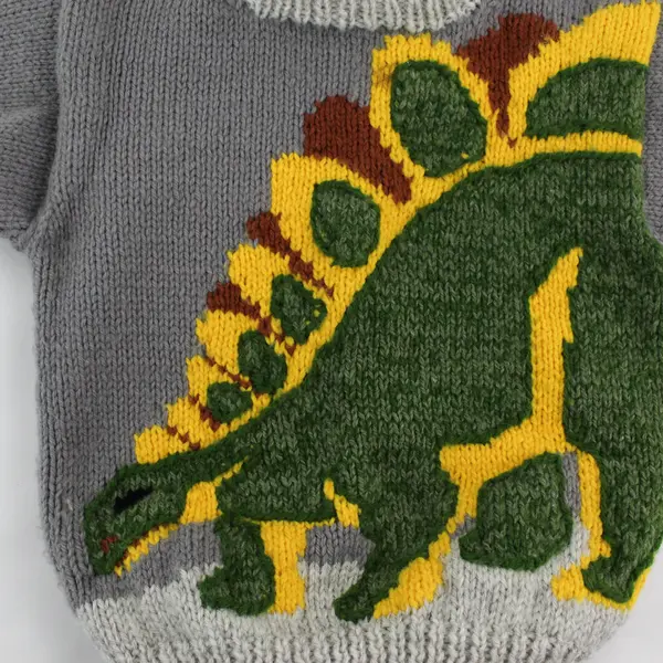 VTG Handmade Stegosaurus Dinosaur Pullover Sweater Boys' Size 3T