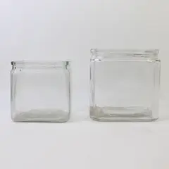Lot of Two Square Glass Jars, no Lids, Graduating Sizes