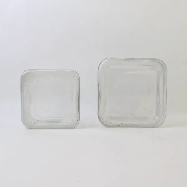 Lot of Two Square Glass Jars, no Lids, Graduating Sizes