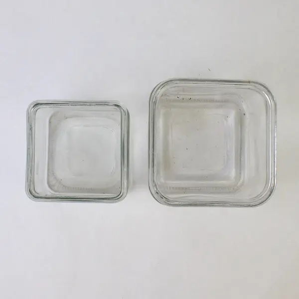 Lot of Two Square Glass Jars, no Lids, Graduating Sizes