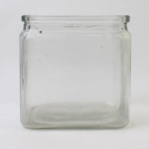 Lot of Two Square Glass Jars, no Lids, Graduating Sizes