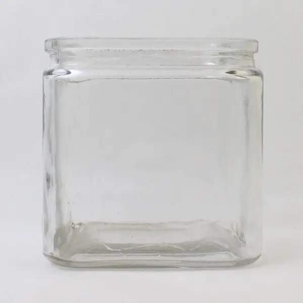 Lot of Two Square Glass Jars, no Lids, Graduating Sizes